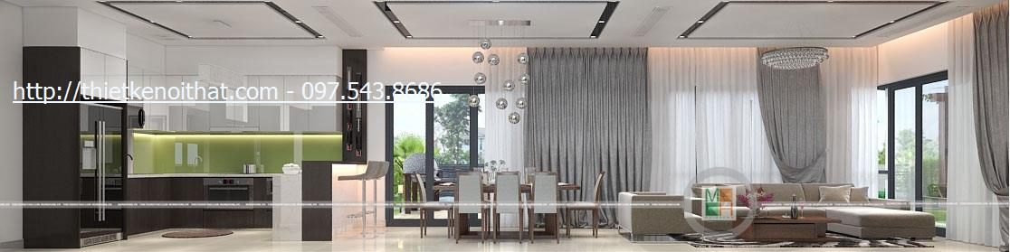 Thiết kế nội thất phòng khách biệt thự hiện đại Gamuda Garden Yên Sở Hoàng Mai Hà Nội